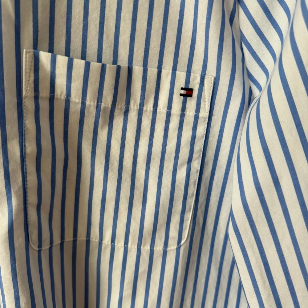 Tommy Hilfiger Women’s Cabana Striped Pleat-Back 100% Cotton Shirt XL - Picture 7 of 15